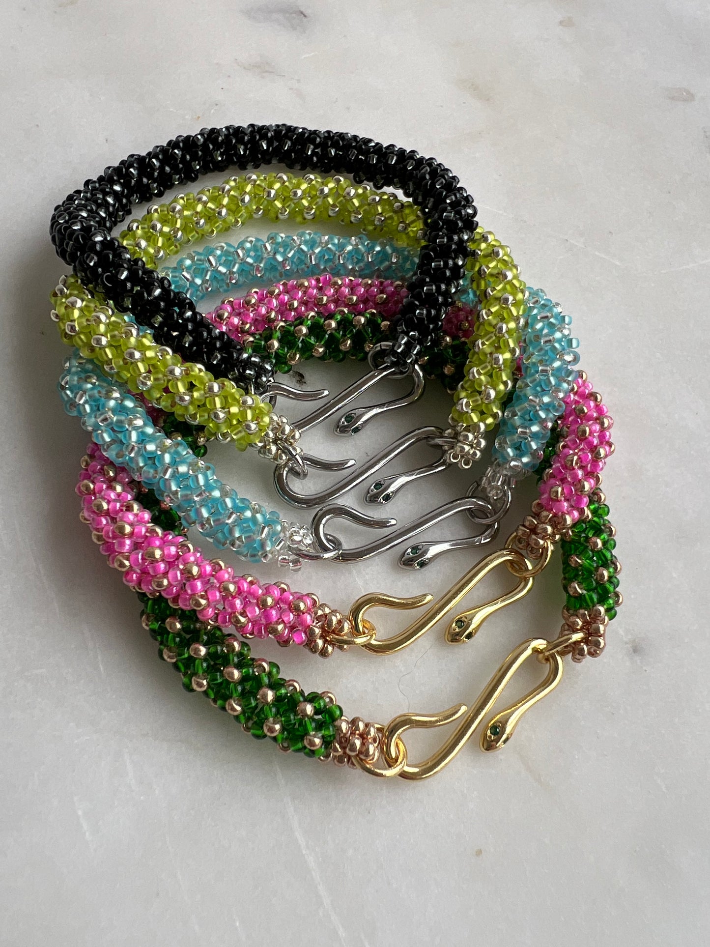 Beaded Chenille Snake Bracelets
