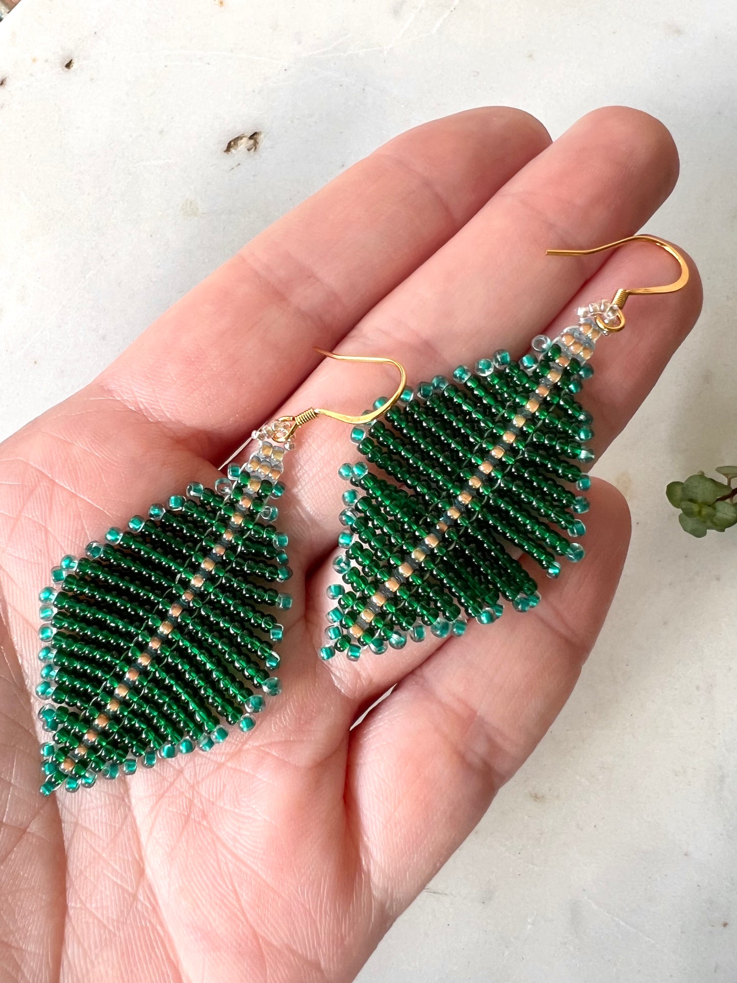 Beaded Fern Earrings