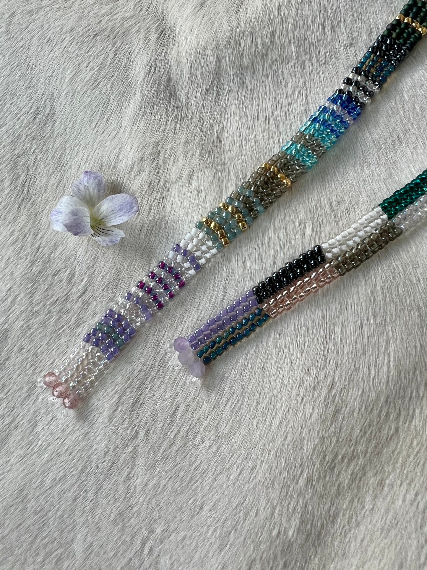 Beaded Flower Wrap Necklace