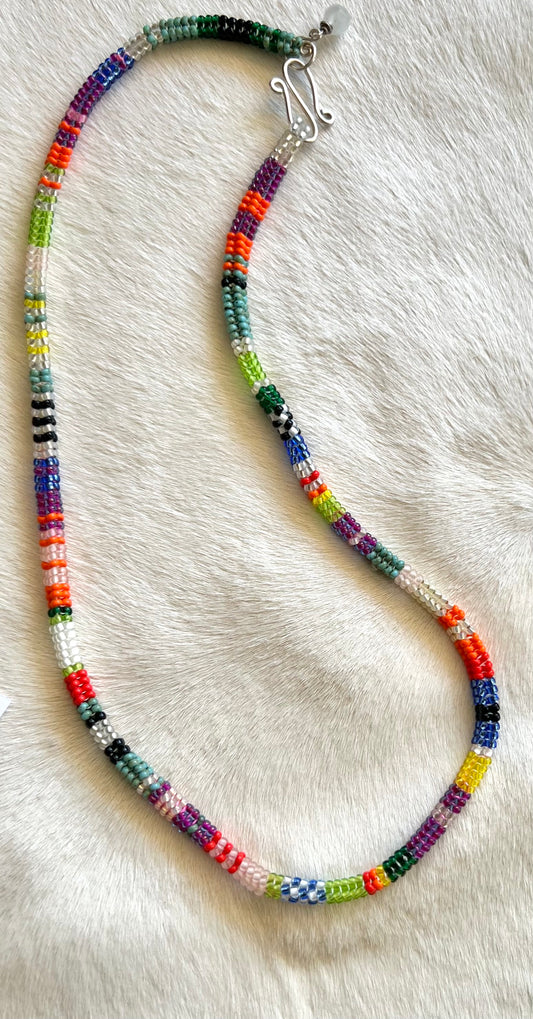 Rainbow Beaded Rope Necklace