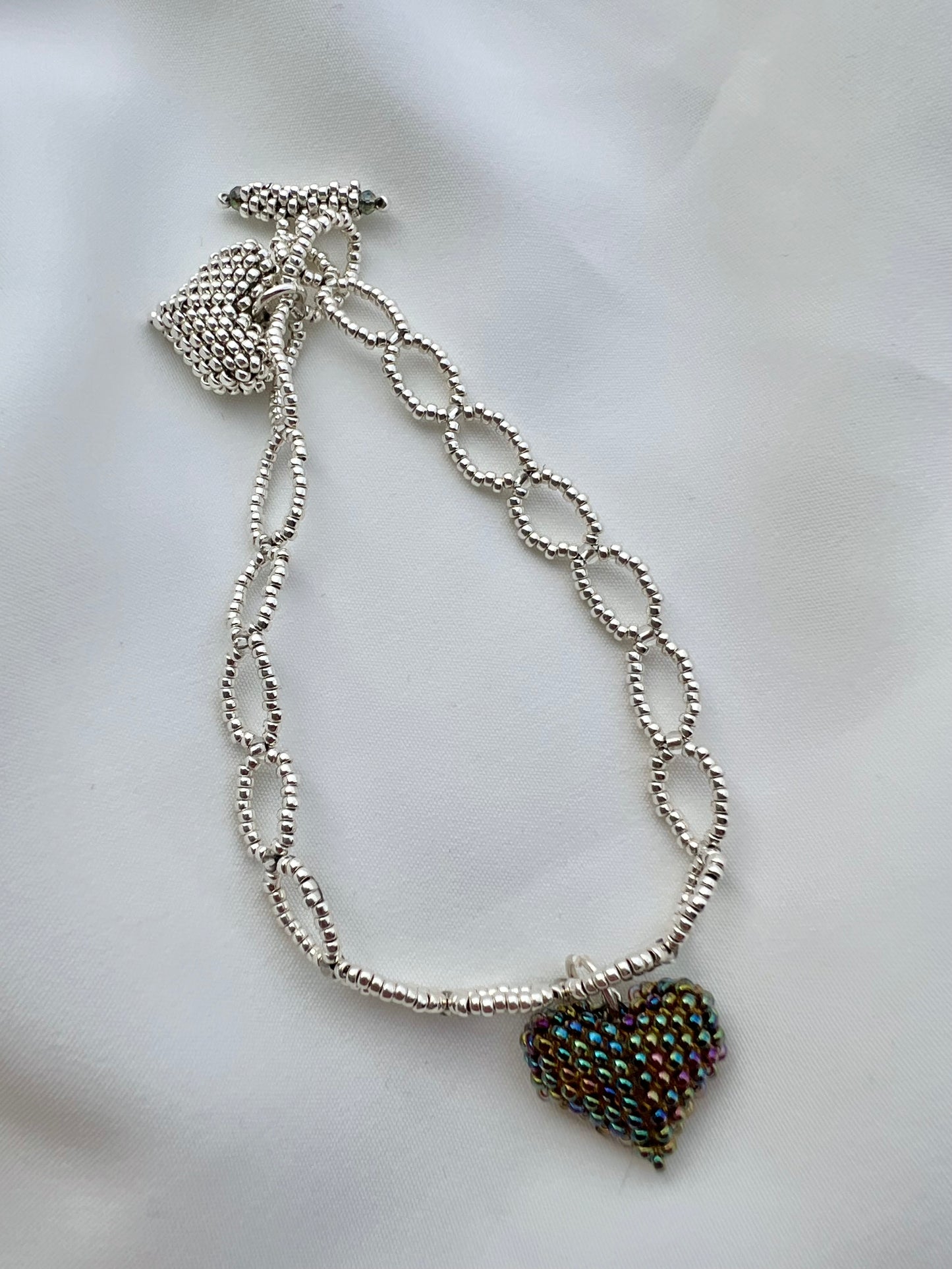 Beaded Heart Chain Bracelet