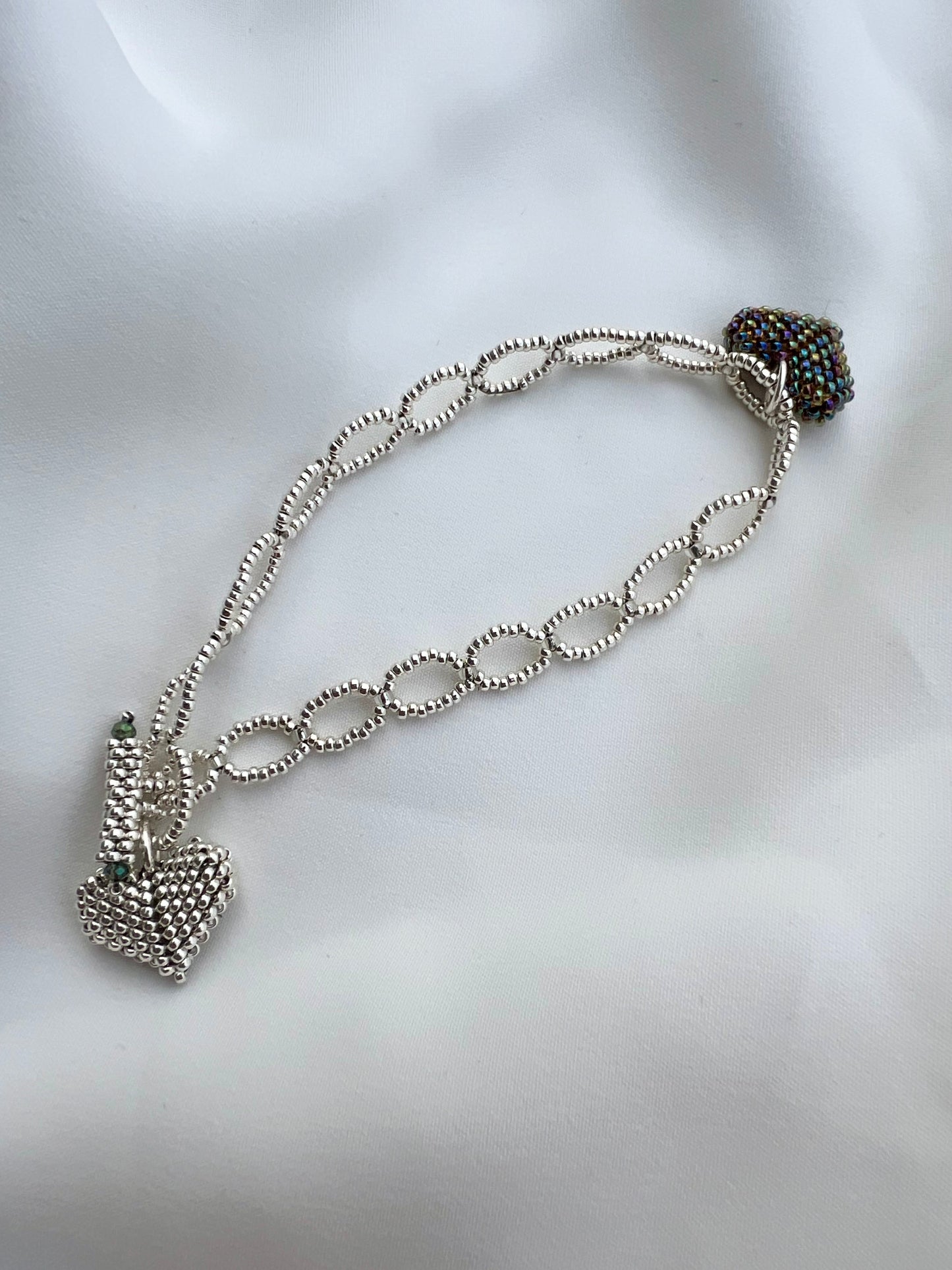 Beaded Heart Chain Bracelet