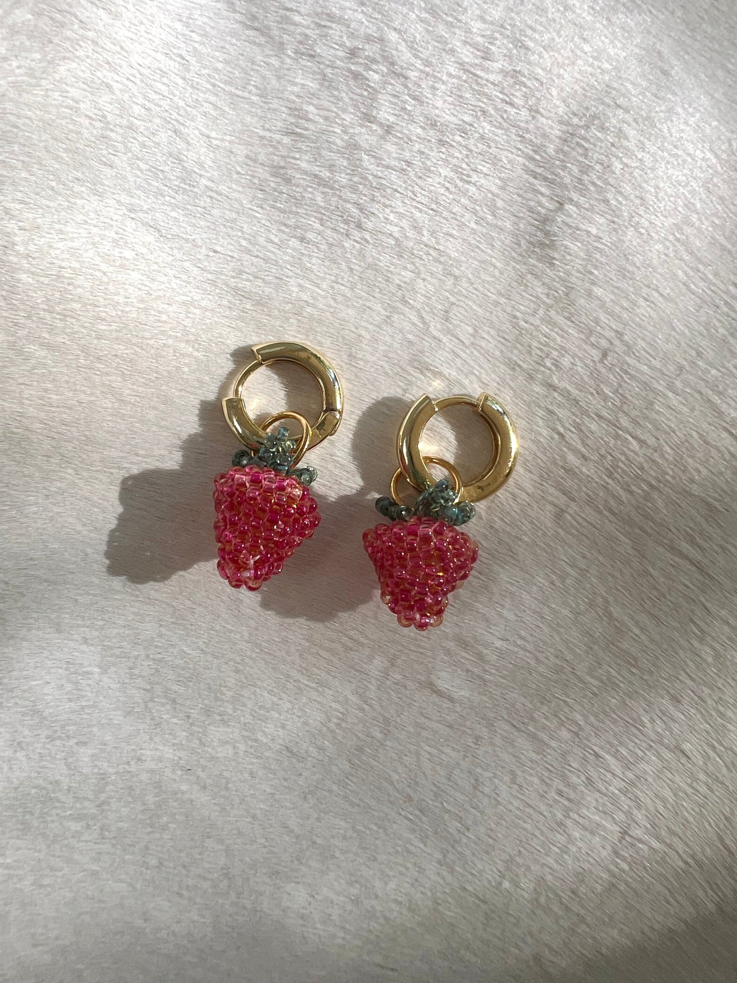 Beaded Fruit Huggie Earrings