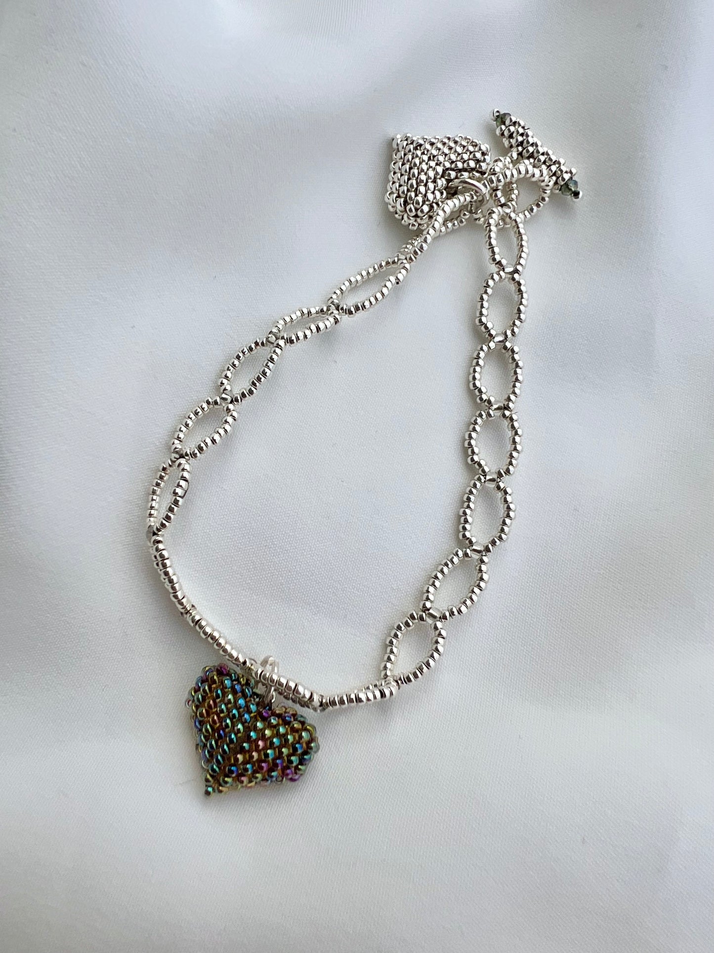 Beaded Heart Chain Bracelet