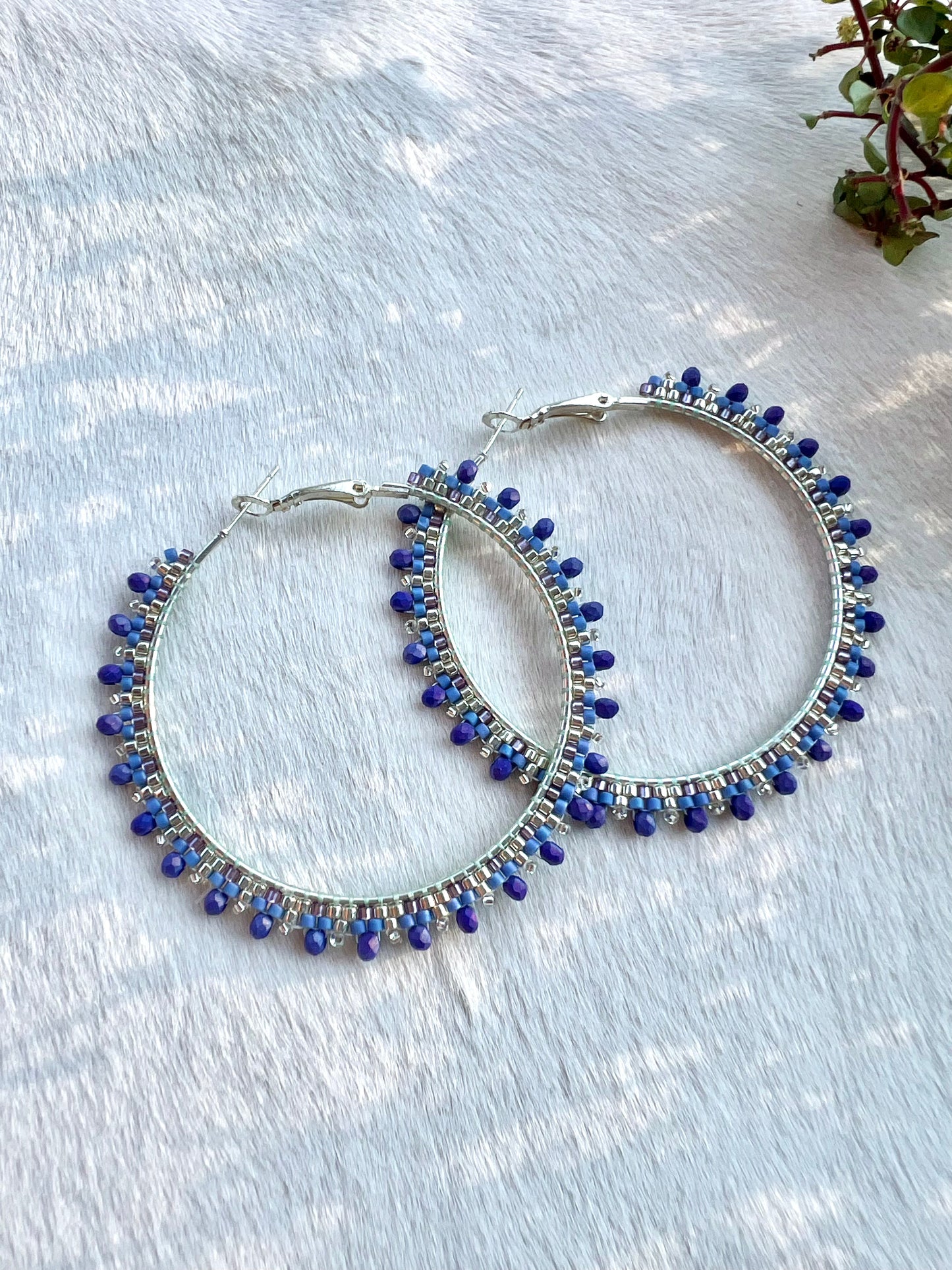 Beaded Crystal Hoop Earrings