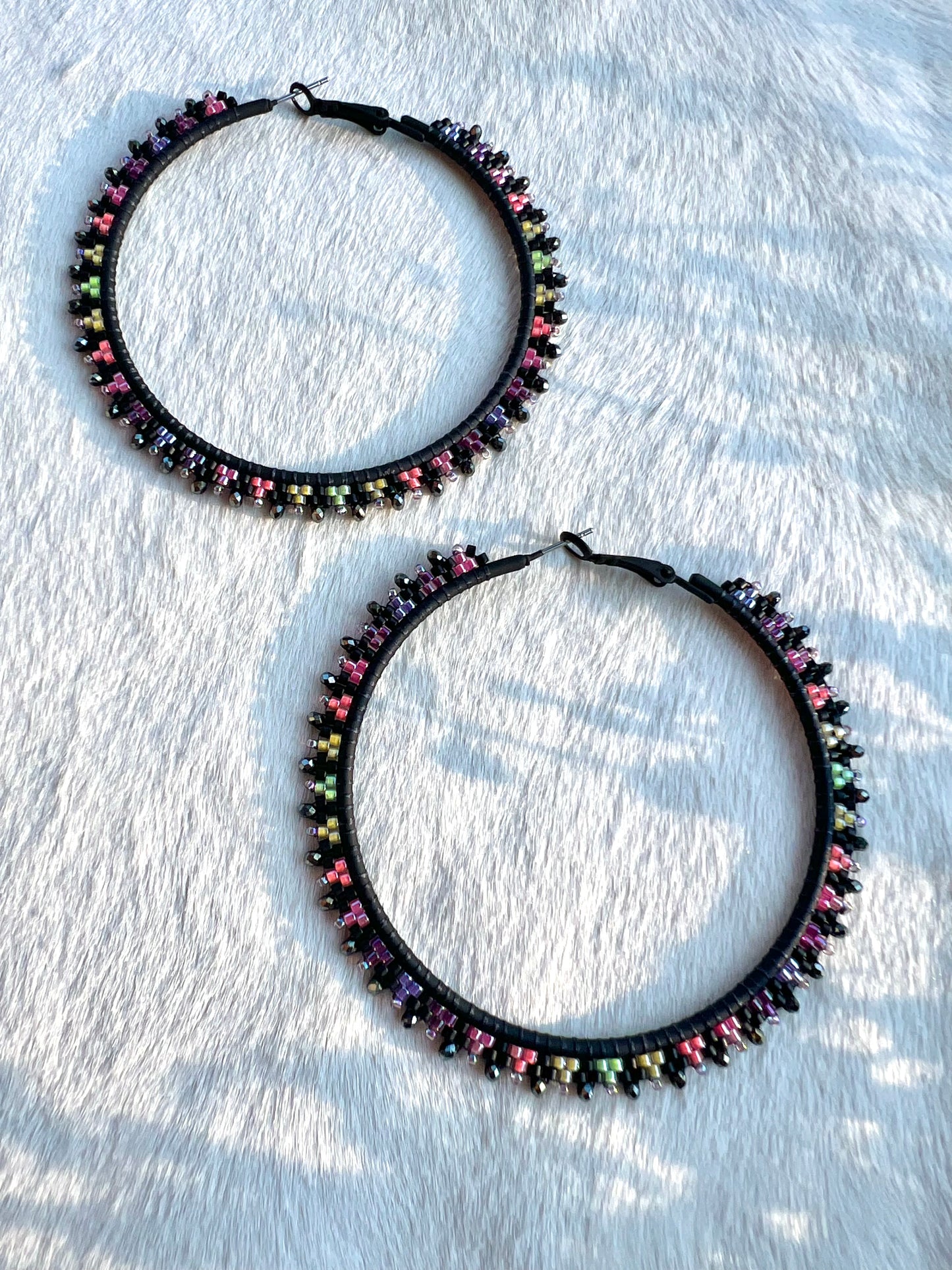 XL Beaded Hoop Earrings