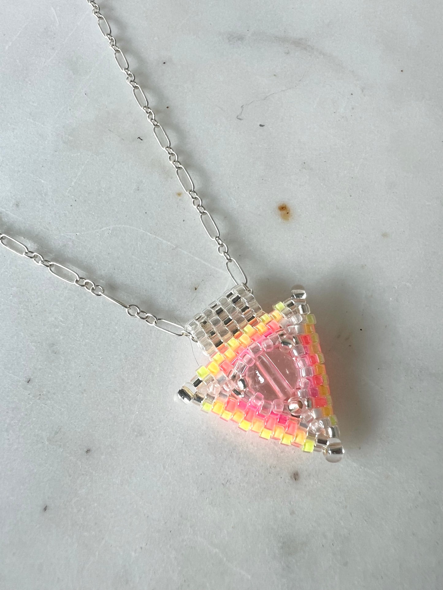 Beaded Triangle Pendant Necklaces