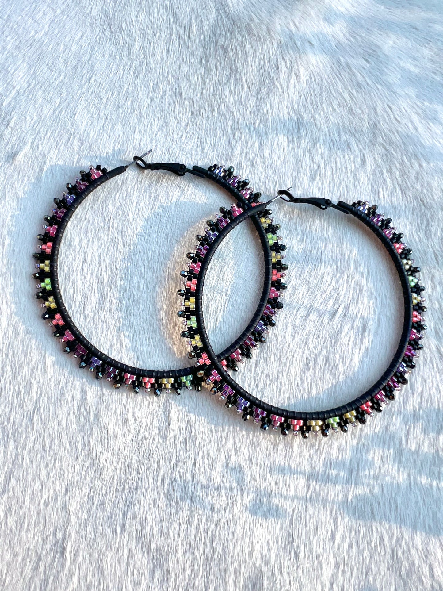 XL Beaded Hoop Earrings