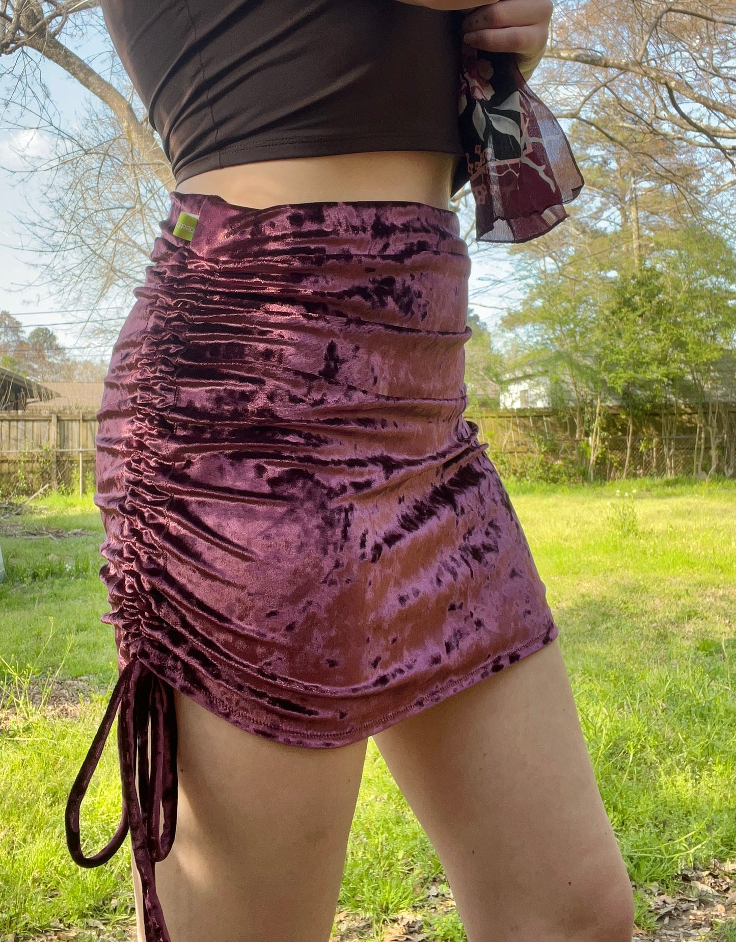 Velour Scrunch Mini Skirt