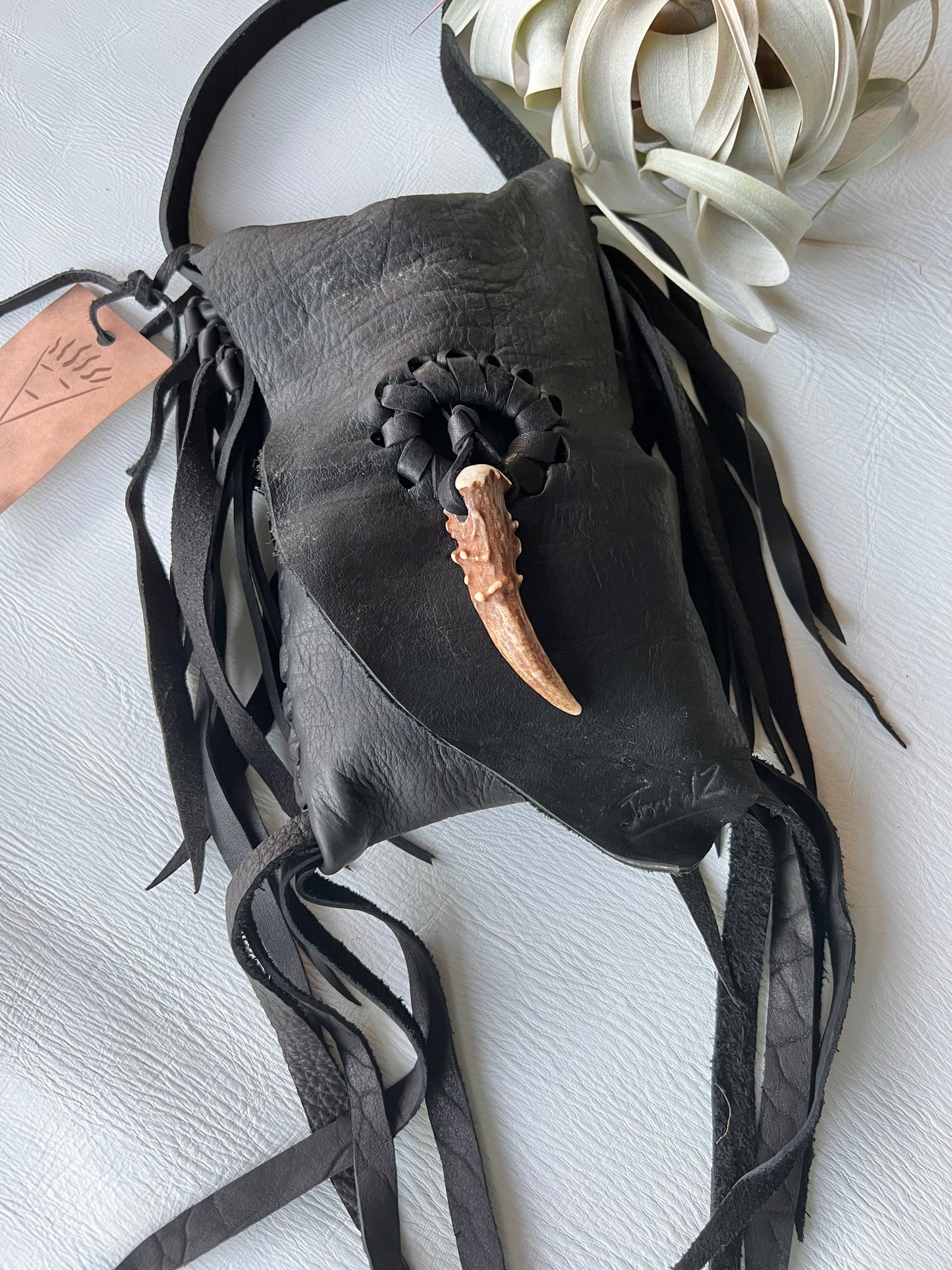 Distressed Ink Leather Crossbody