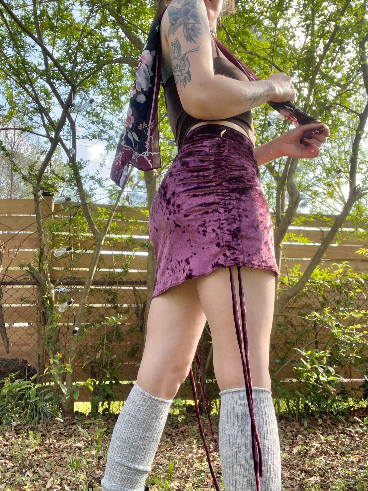 Velour Scrunch Mini Skirt