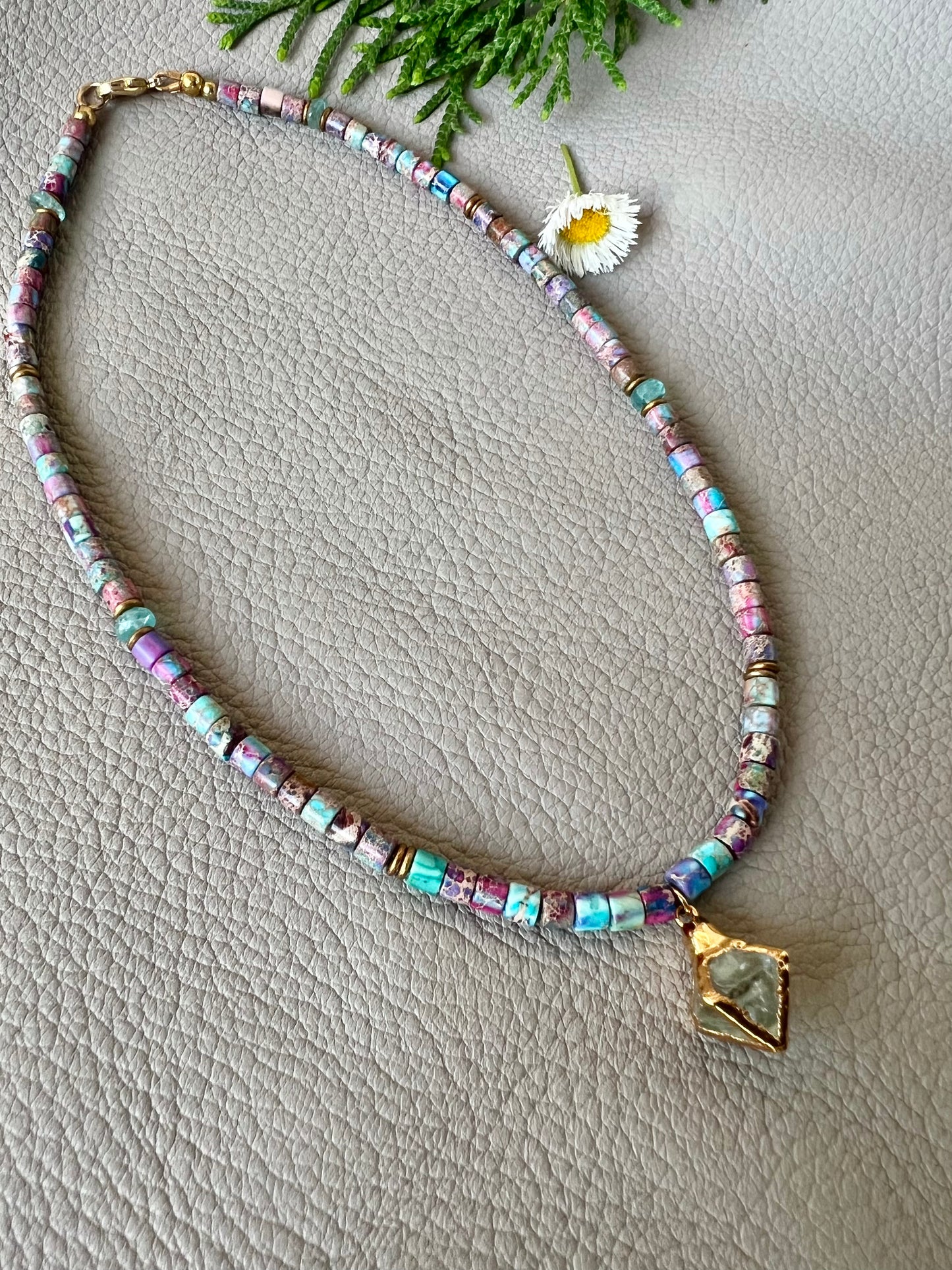 Rainbow Fluorite Pendant Necklace